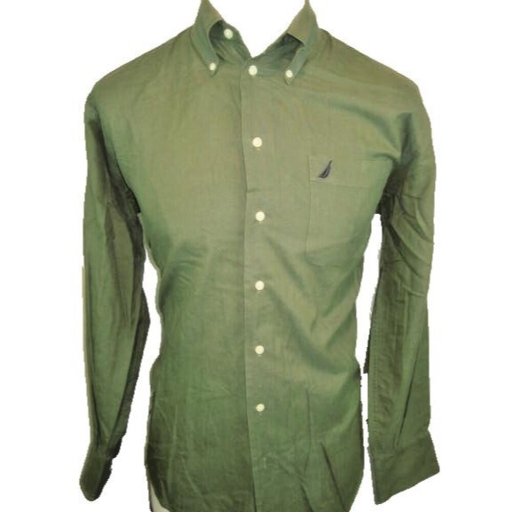 Mens Nautica Olive Green Cotton Oxford LS Casual Shirt sz15x32/33